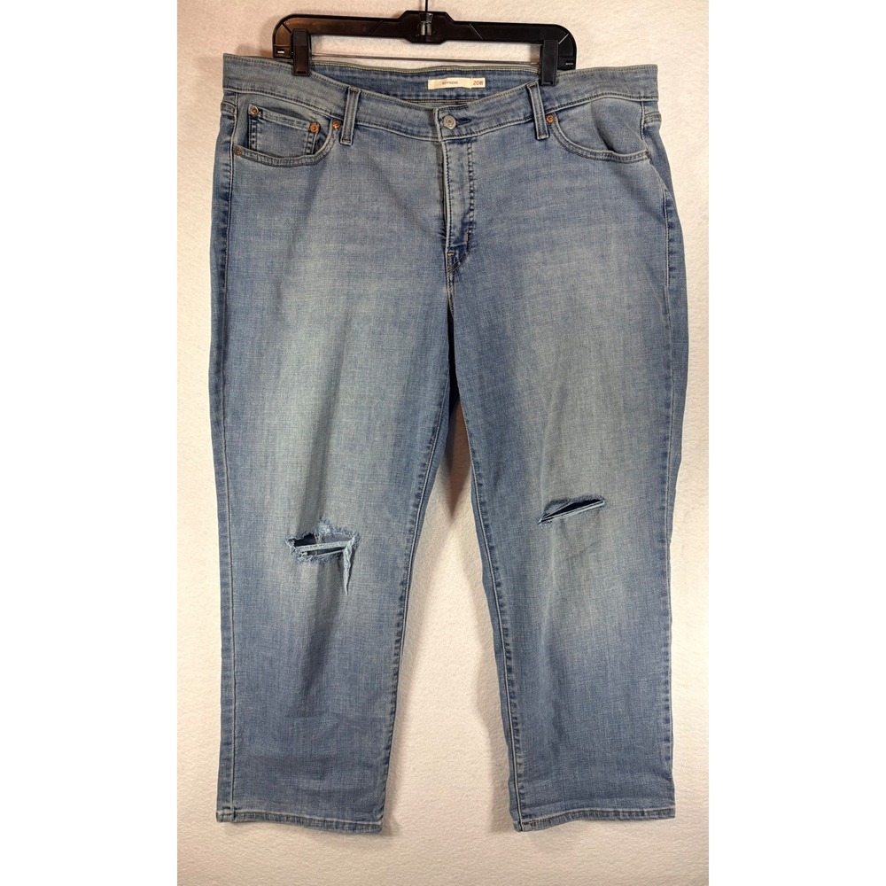 Levi's Boyfriend Jeans Plus Size‎ 20W Distressed Light Wash Straight Leg Denim